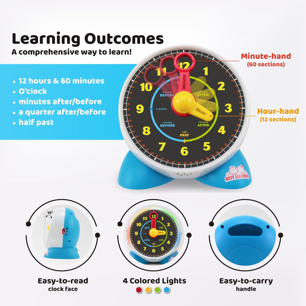 Learning Clock Teaching Light-Up Toy with Quiz and Music Sleep Mode I713