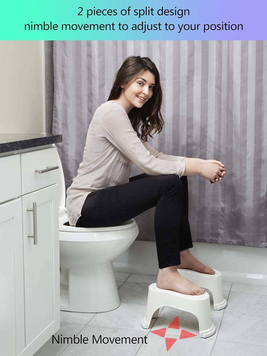 White 2 Pairs Plastic Toilet Stool C6829