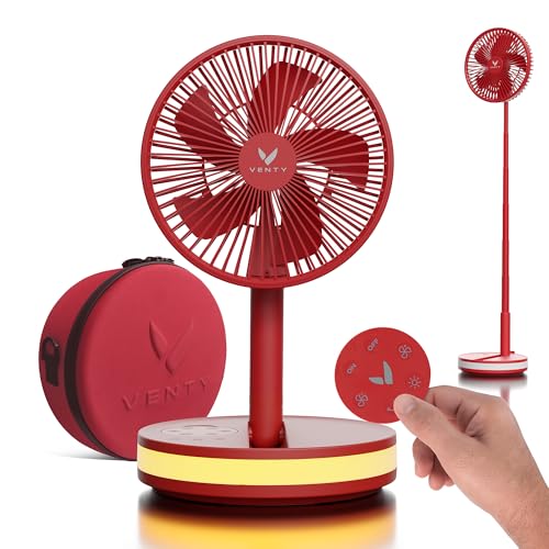 Portable Battery Operated Fan with LED Lighting and Remote Control (Black with Case) D553