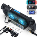 Steam Deck Docking Station with 2 Fans, 4K 60Hz HD Multimedia Interface, USB3.0 2.0, Gigabit RJ45, 100W PD Charging Port Q57214