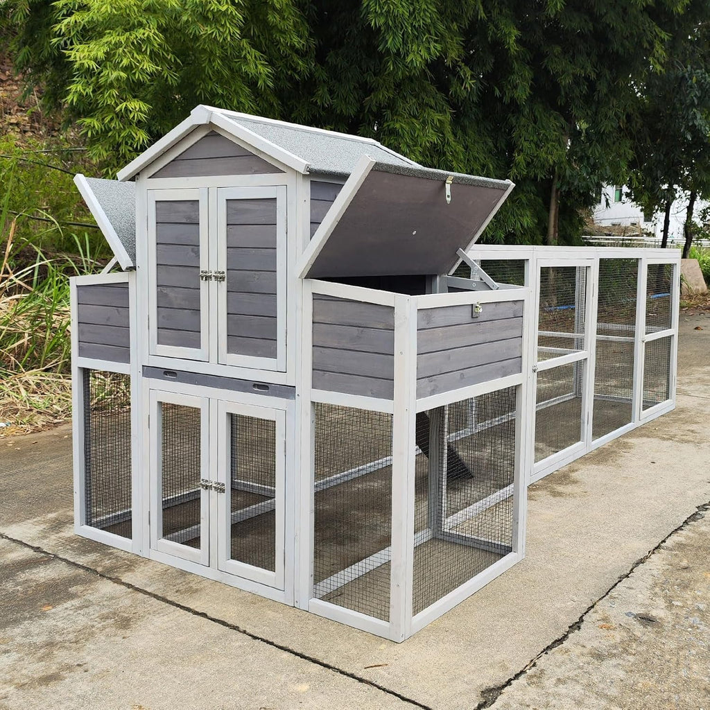 Extra Large Black Wooden Chicken Coop with Two Nesting Boxes and 5 Perches B32568