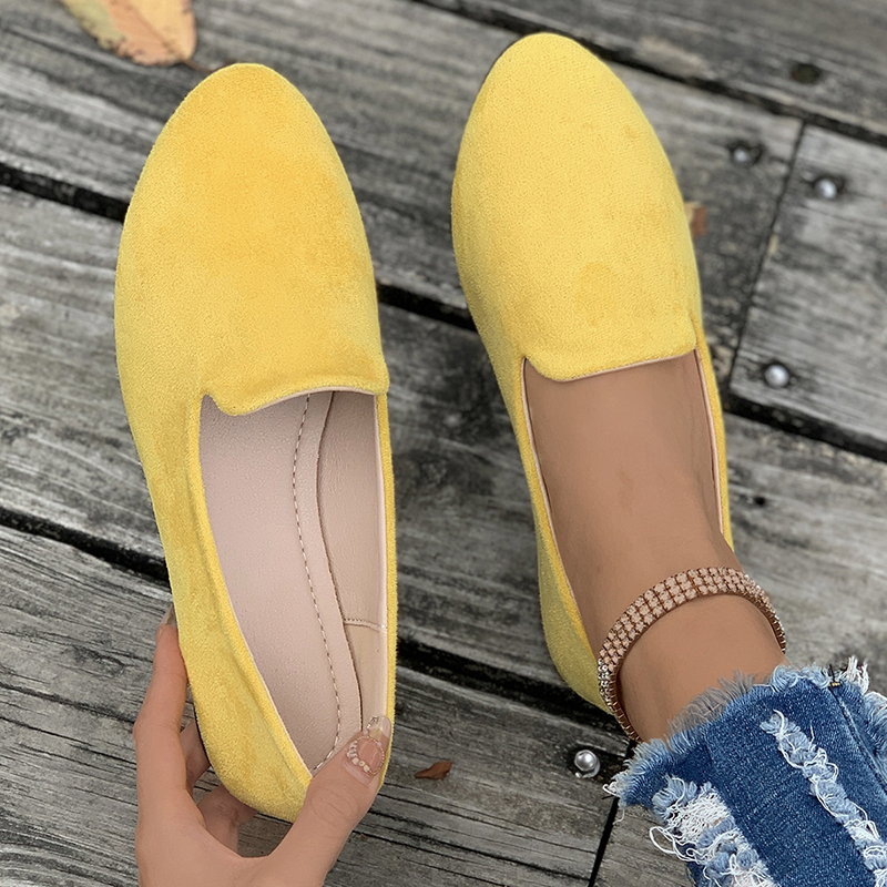 Women's Suede Slip-On Casual Flats – Pointed-Toe Walking Shoes