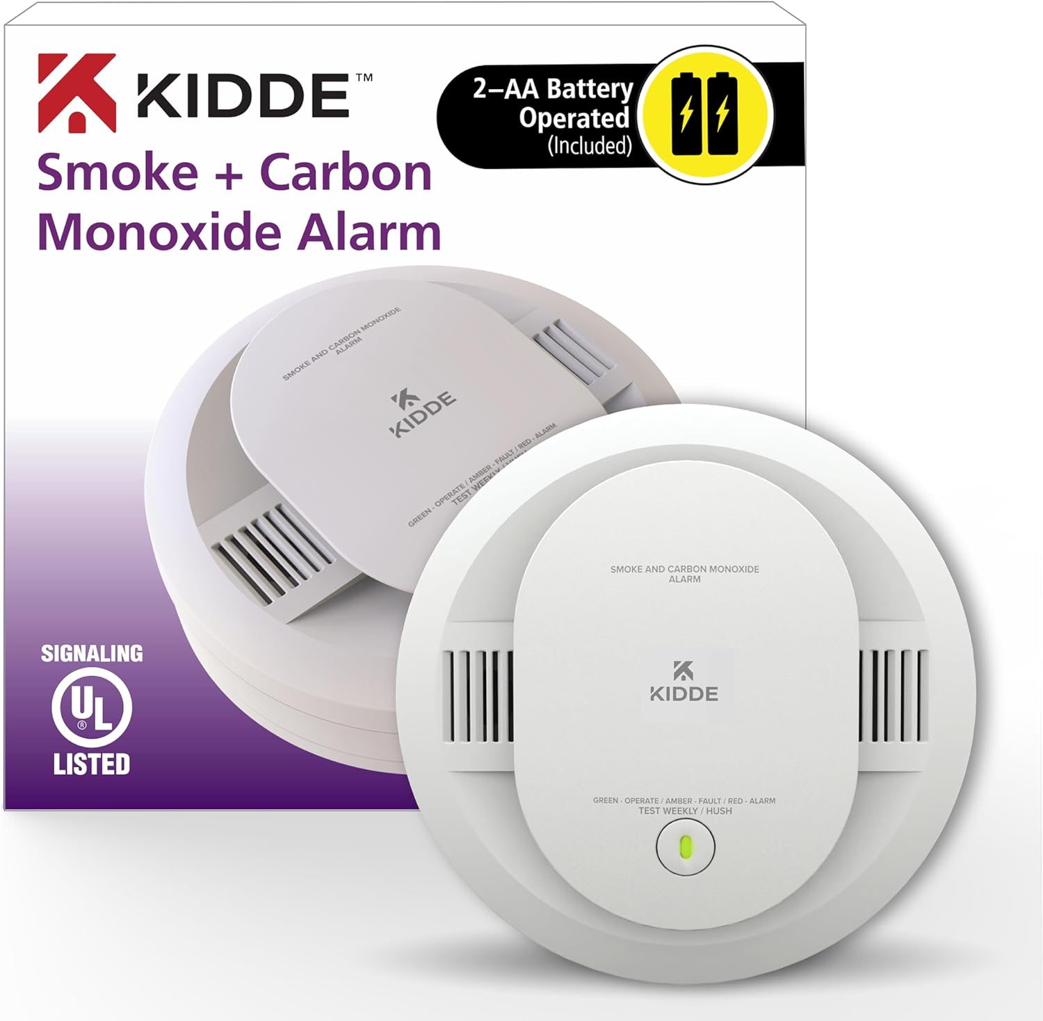 AA Battery Powered Smoke & Carbon Monoxide Detector, 1 Pack I633654