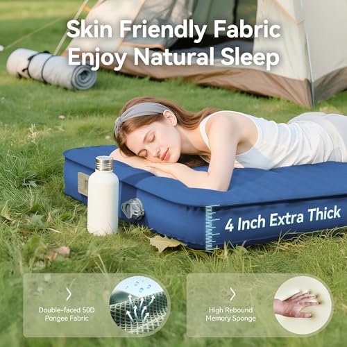 Self Inflating 4" Memory Foam Camping Pad with Built-in Electric Pump V59298