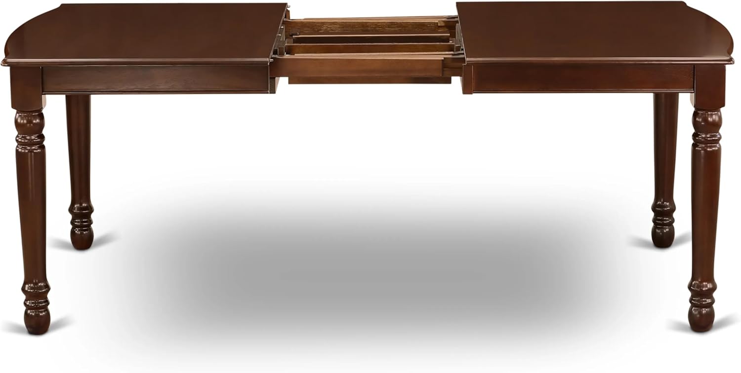 7 Piece Rectangle Wood Dining Table Set with 6 Upholstered Chairs, Mahogany A13908