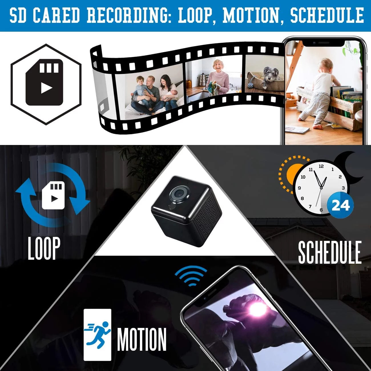 Mini Camera 1080P Portable Small HD Nanny Cam with Night Vision and Motion Detection W3269