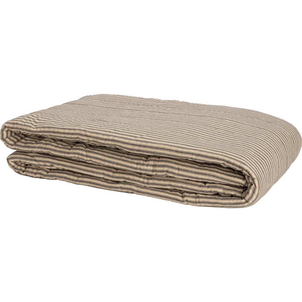 Blue Ticking Stripe Queen Quilt Coverlet U8418