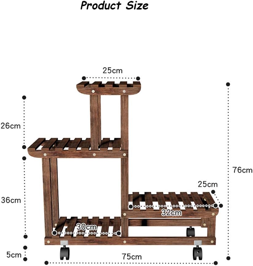 Multi-Layer Wooden Plant Stand with Wheels K127