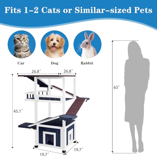 4 Tiers Cat House Weatherproof Outdoor Cat Shelter V96124