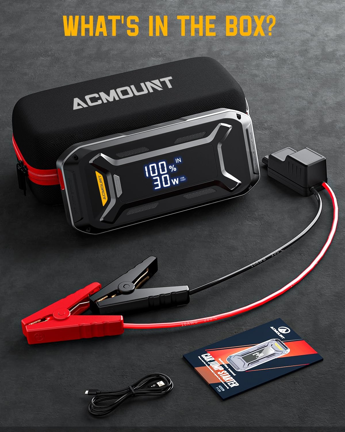5000A Peak 12V Portable Car Jump Starter with LCD Display V723