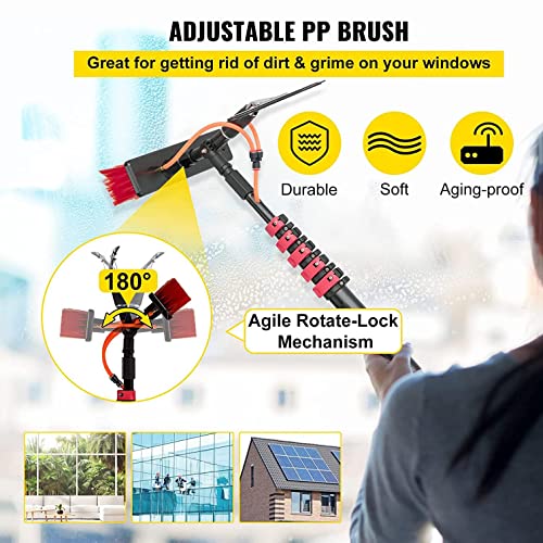 Water Fed Pole 3-in-1 Kit with Scrubber Brush, Spray Washer, Window Squeegee, 7.2M/23.6Ft S369984