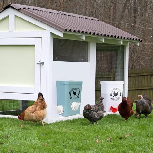 Chicken Feeder and Waterer Set (3 Gallon/26 Pounds) - Hanging Automatic No Waste Y48018