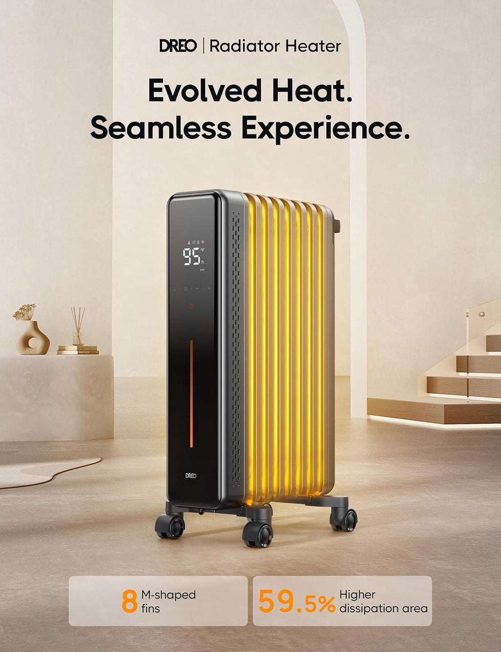 1500W Oil Filled Radiator Heater and 120° Oscillating Wall Mount Electric Space Heater Bundle U59683