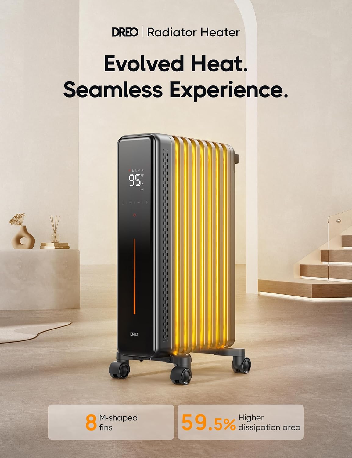 1500W Oil Filled Radiator Heater and 120° Oscillating Wall Mount Electric Space Heater Bundle U59683