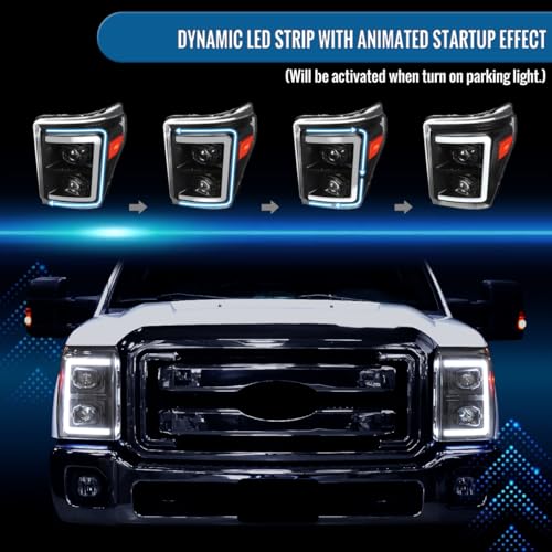 Black Dual Projector Headlights Assembly Pair K691