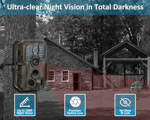 64MP 1296p Trail Camera with 100ft Night Vision T831