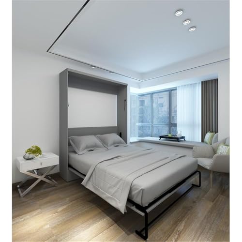 Queen Size Gray Solid Wood Murphy Wall Bed A5539