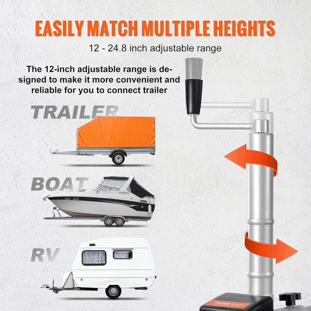 Electric Trailer Dolly, 5000lbs Towing Capacity, 350W 12V Trailer Jockey Wheel with 8'' Rubber Tire Q4029