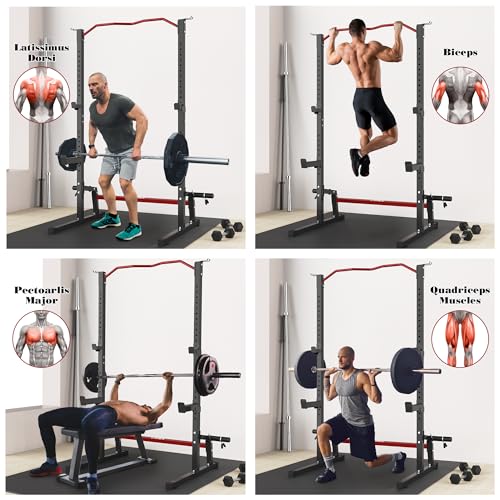 Adjustable Squat Rack Barbell Rack Squat Stand Bench Press Pull Up Home Gym N73100