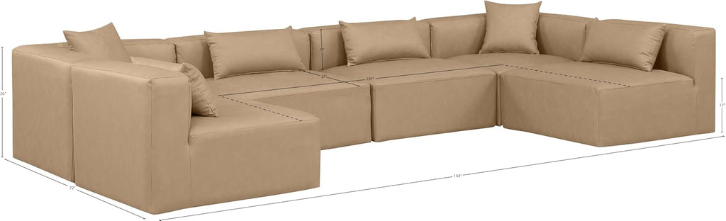 Tan Vegan Leather Modular Sectional S50003