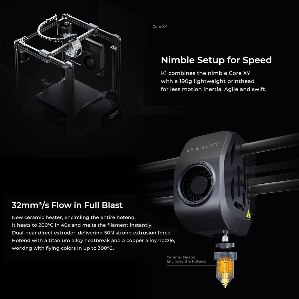 3D Printer 600mm/s High Speed with 4.3'' Color Touchscreen Dual-Gear Direct Extruder 220 * 220 * 250mm C758