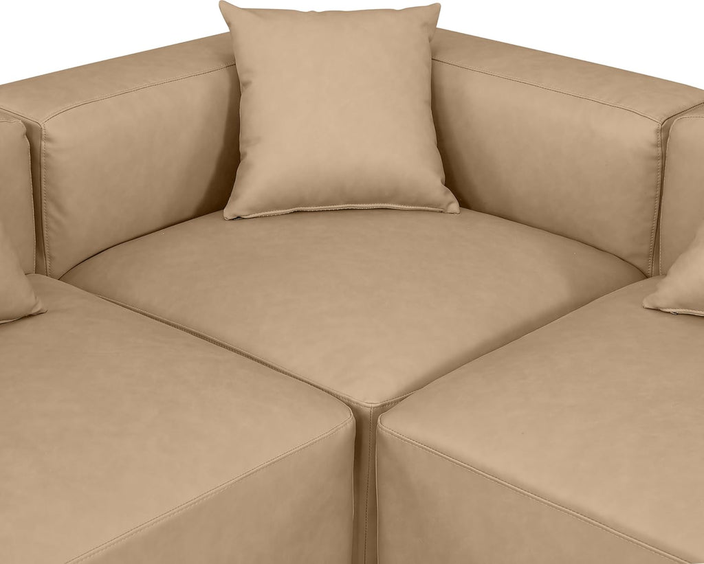 Tan Vegan Leather Modular Sectional S50003