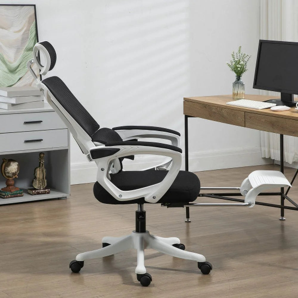 Black Fabric High Back Office Chair with Adjustable Headrest U928616