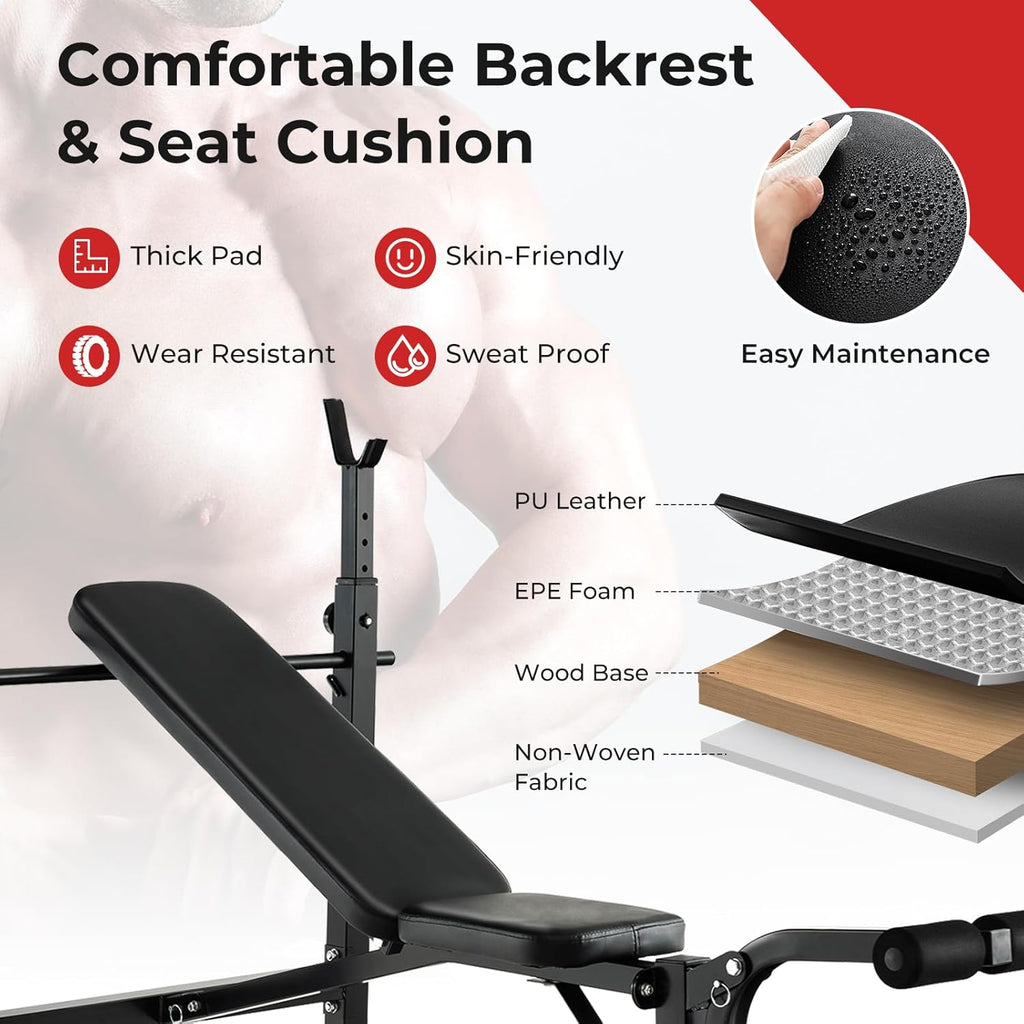 Adjustable Weight Bench with Squat Racks Y2453