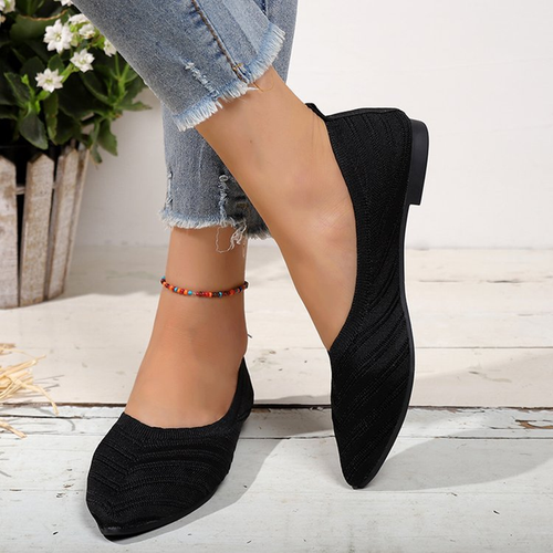 Breathable Knit Pointed Toe Flat Shoes Comfort Slip On Walking Flats for Women