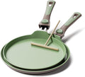 Green Nonstick Crepe Pan Set with Spreader 10&11Inch Detachable Handle I4117
