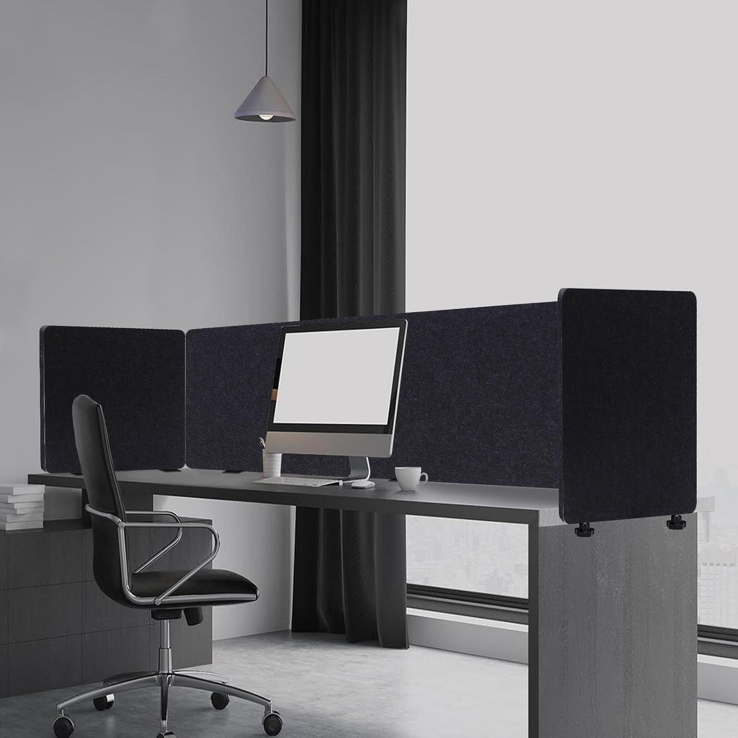 Dark Gray Acoustic Desk Privacy Panel, 59"L x 24"W V38311