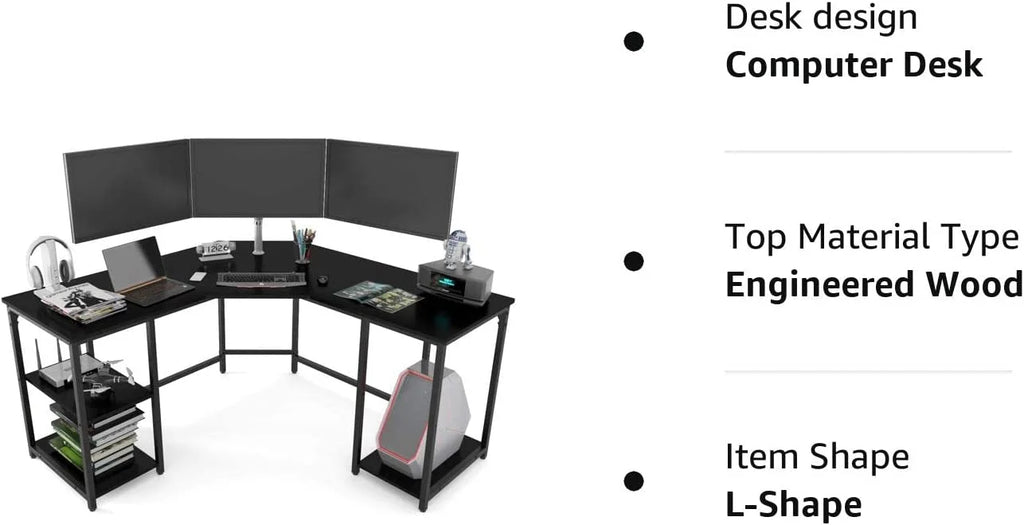 L-Shaped Corner Desk with Shelves H98400