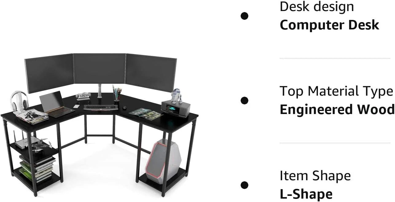 L-Shaped Corner Desk with Shelves H98400