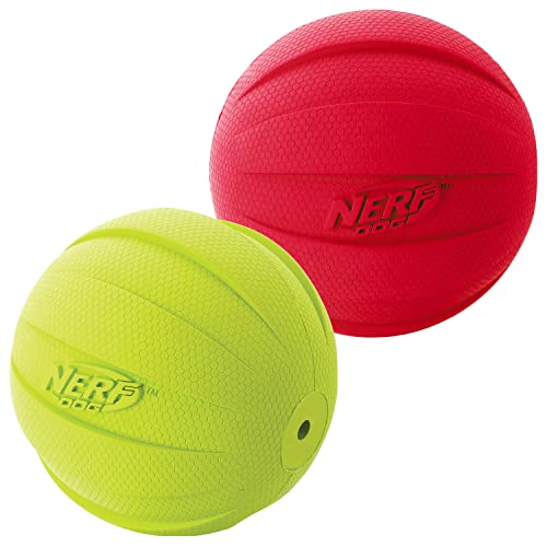 Red 4 Inch Diameter Rubber Dog Ball with Squeaker Y18791