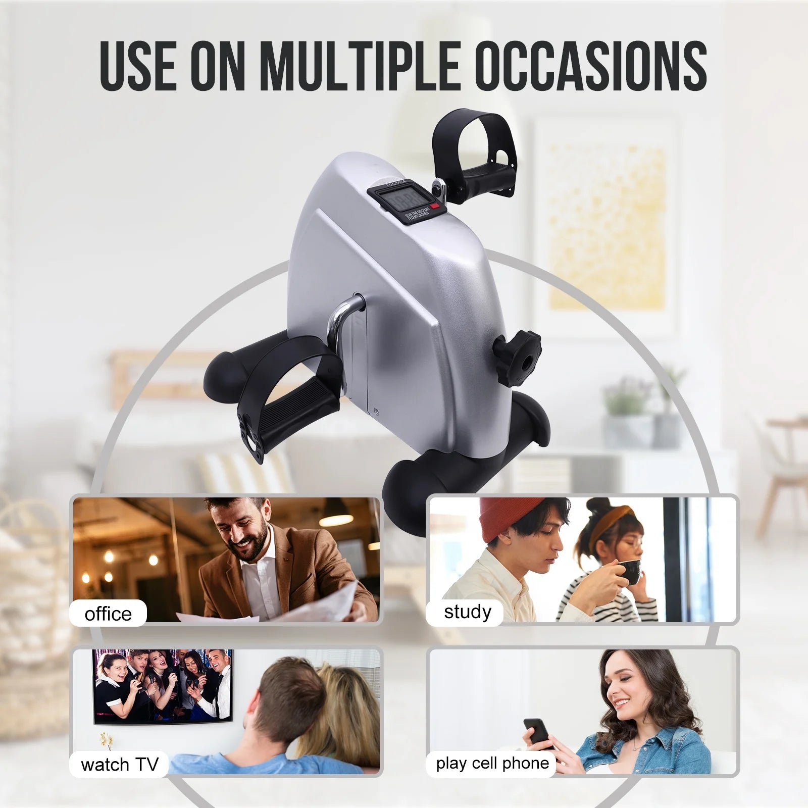 Under Desk Bike Pedal Exerciser Mini Exercise Bike with LCD Display C659602