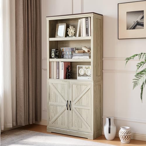 Black 5-Shelf Bookcase with Doors Z22613