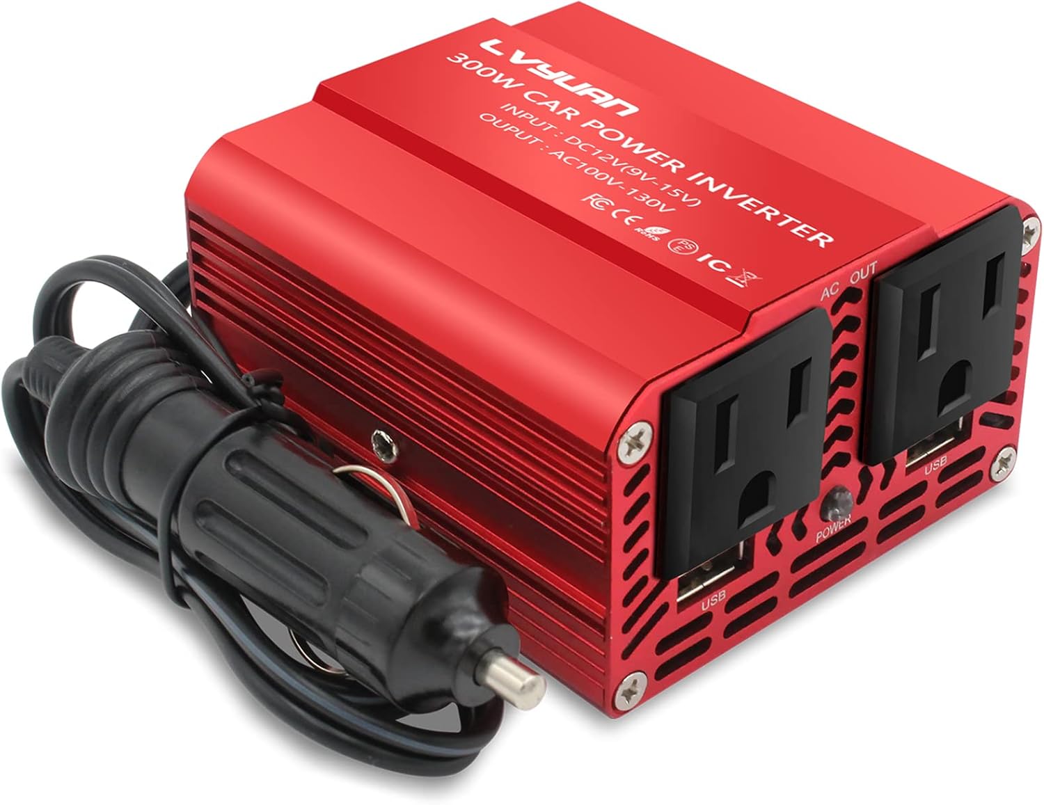 1000W Power Inverter DC 12V to 110V AC Car Power Converter with 4 AC Outlets 4 USB Port and Cigarette Lighter Pack of 2 M963