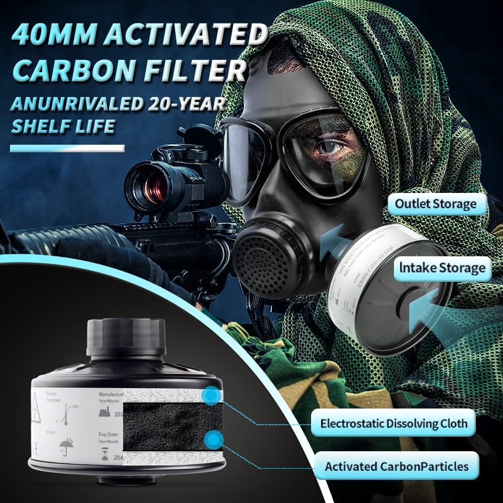 40mm Activated Carbon Filter Tactical Respirator Mask Z777511