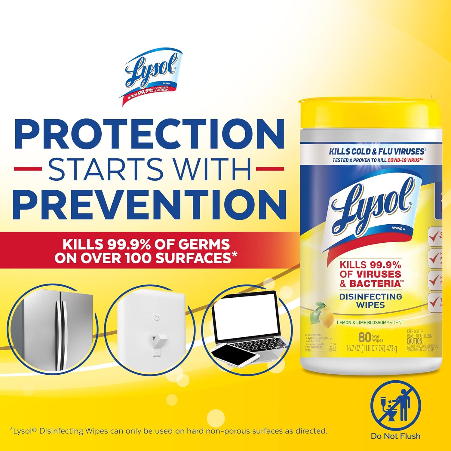 Lysol Disinfectant Wipes, Lemon and Lime Blossom, 80 Count B512591