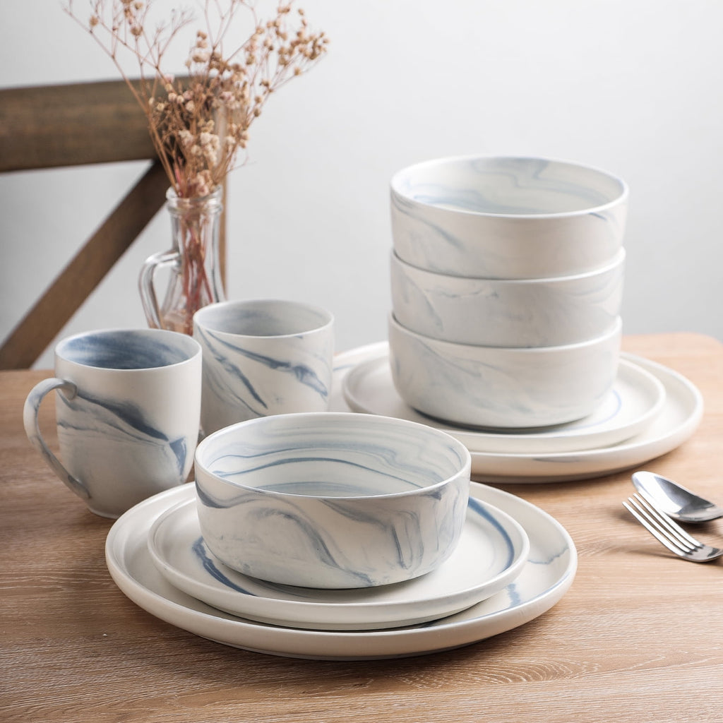 24-Piece Porcelain Blue Dinnerware Set M36264