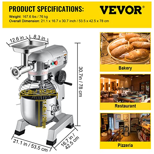 8.5Qt 450W Dual Rotating Dough Kneading Machine with Stainless Steel Bowl X92964
