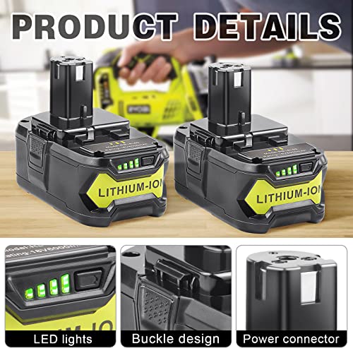 [2Pack] 18V 6.0 Ah Battery for Ryobi ONE+ System 18-Volt Cordless Tool Battery H871225