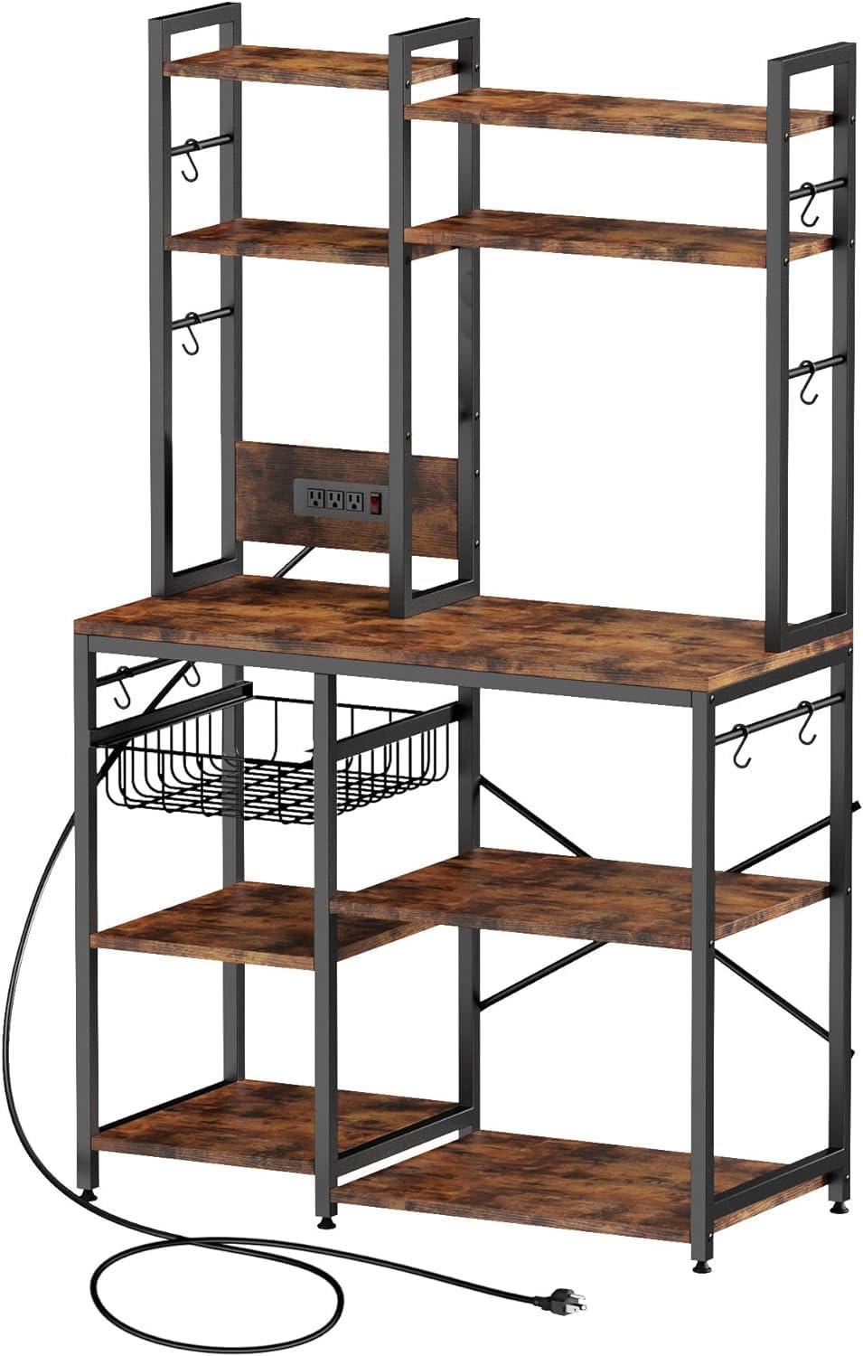 6-Tier Microwave Stand with 12 S-Shaped Hooks V88608