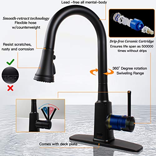 Touchless Kitchen Faucet with Pull Down Sprayer Polished Chrome Solid Brass Stainless Steel M738613