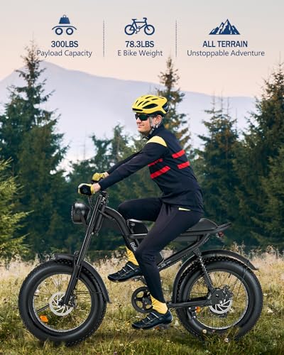 1500W Moped Style Electric Bike, 20 Inch Fat Tire, 6-Layer Full Suspension Ebike, 15.6AH Removable Battery J439108