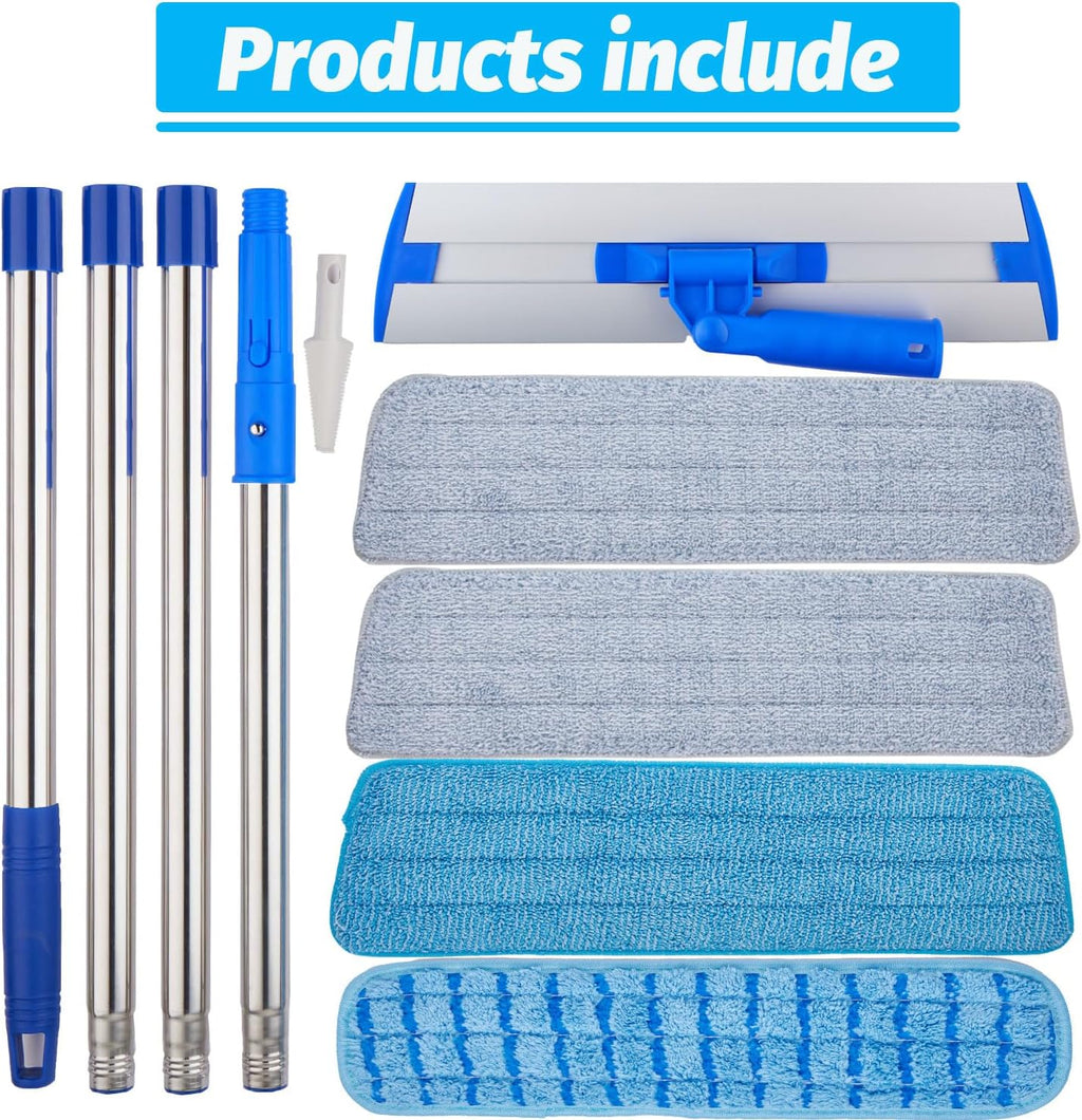 Microfiber Flat Mop with 4pcs Reusable Washable Mop Pads J611