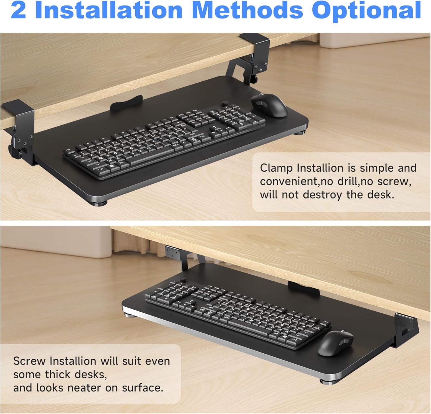 Black 25.6" x 11.8" C-Clamp Keyboard Tray O31007