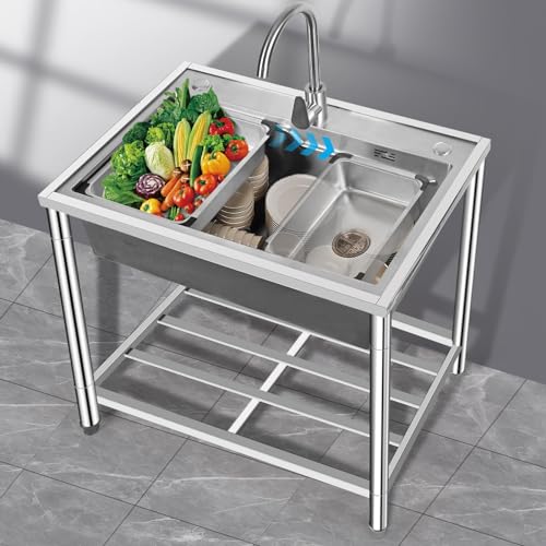 Stainless Steel Freestanding Single Bowl Sink with Faucet N823