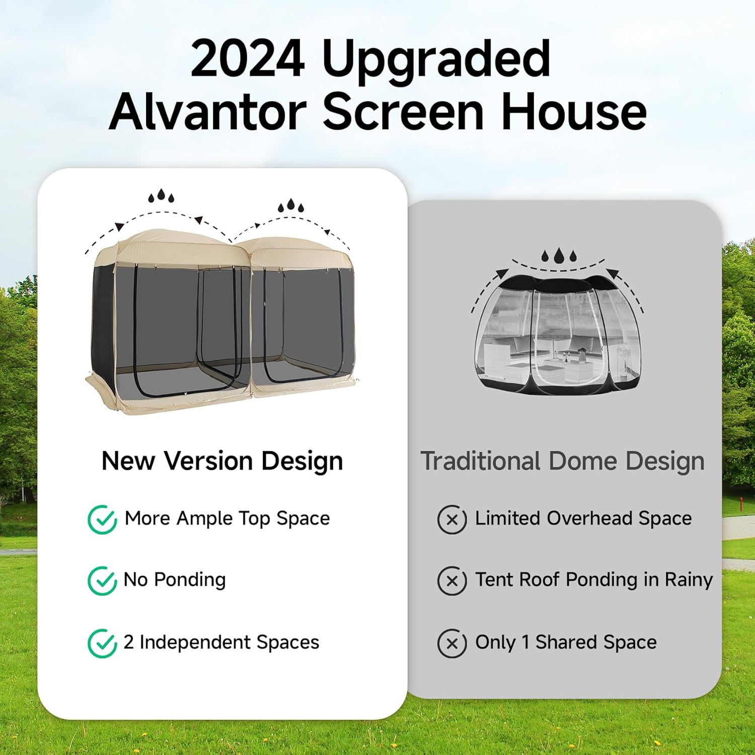 Beige 12' x 7.5' Pop Up Screen Tent Gazebo with Mesh Mosquito Netting S2031