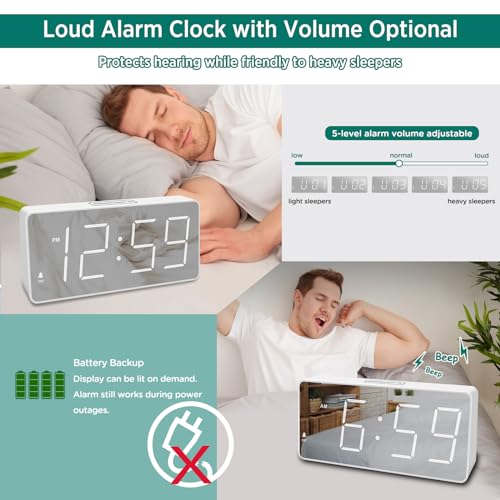 Digital Clock with Large Numbers, Battery Backup, USB Charger Port K21317